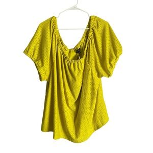 NWT Lane Bryant Eyelet Off Shoulder Top Lime Yellow Plus Size 26/28